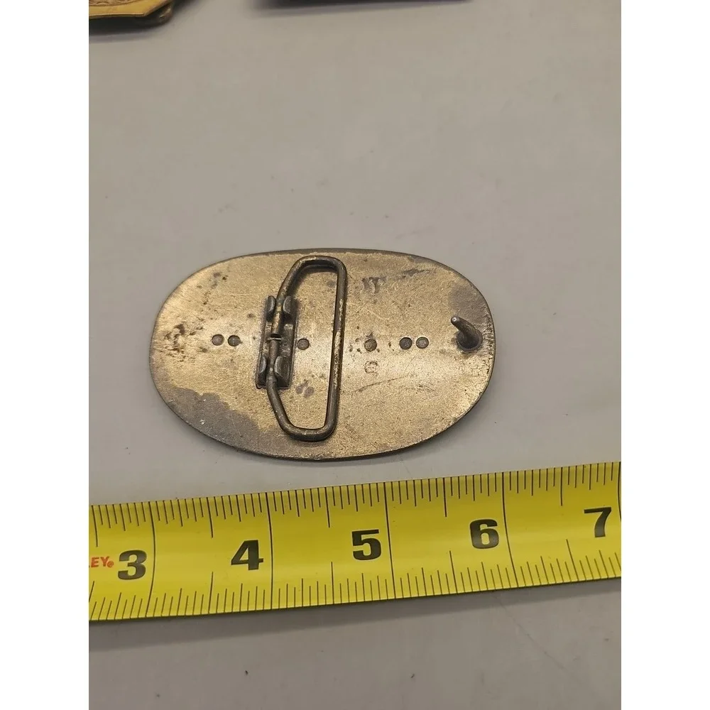 Vtg Leather Front Belt Buckle Budweiser  1970's Solid Brass Anheuser Busch Beer